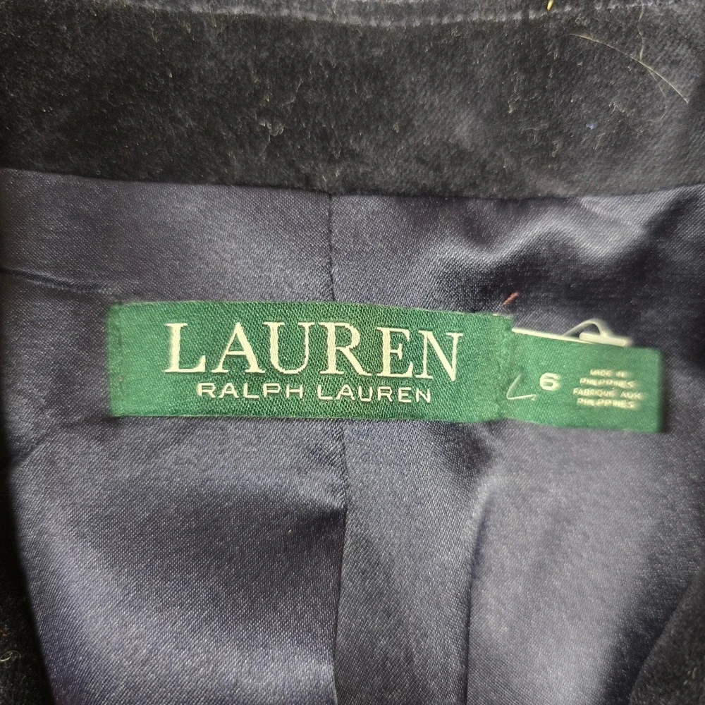 Lauren Ralph Lauren Velvet Blazer Single Button Jacket Mens Size 6 Navy Blue